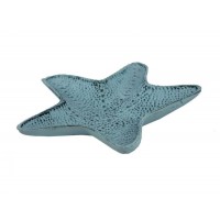 Dark Blue Whitewashed Cast Iron Starfish Decorative Bowl 8" - Decorative Cast Iron Bowl - Starfish Decoration   